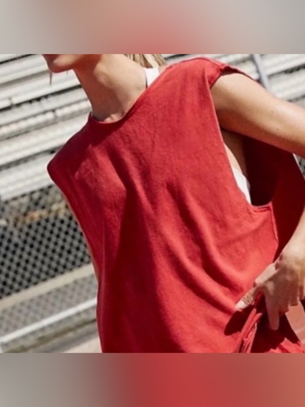 Free people beach red xs oversized tunic shirt dress
